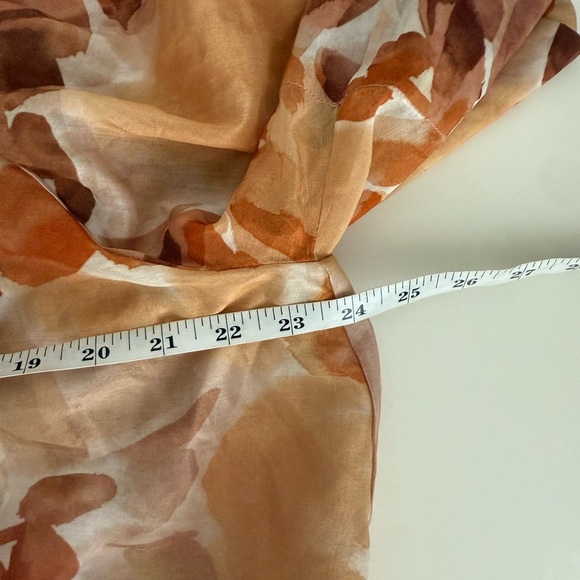 Ginger Smart Womens Silk Cotton Blouse Sz 14 Orange Flutter Sleeve Abstract Top - Picture 8 of 9